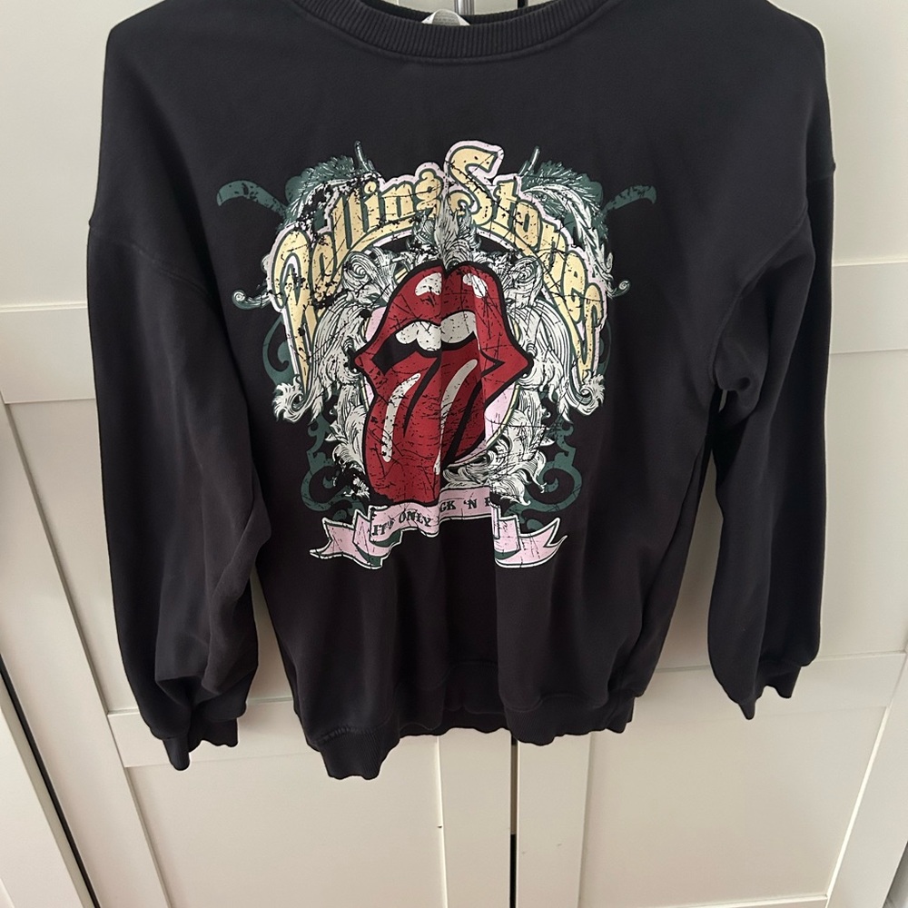 H&M Black Graphic Tee with Red and Green Design